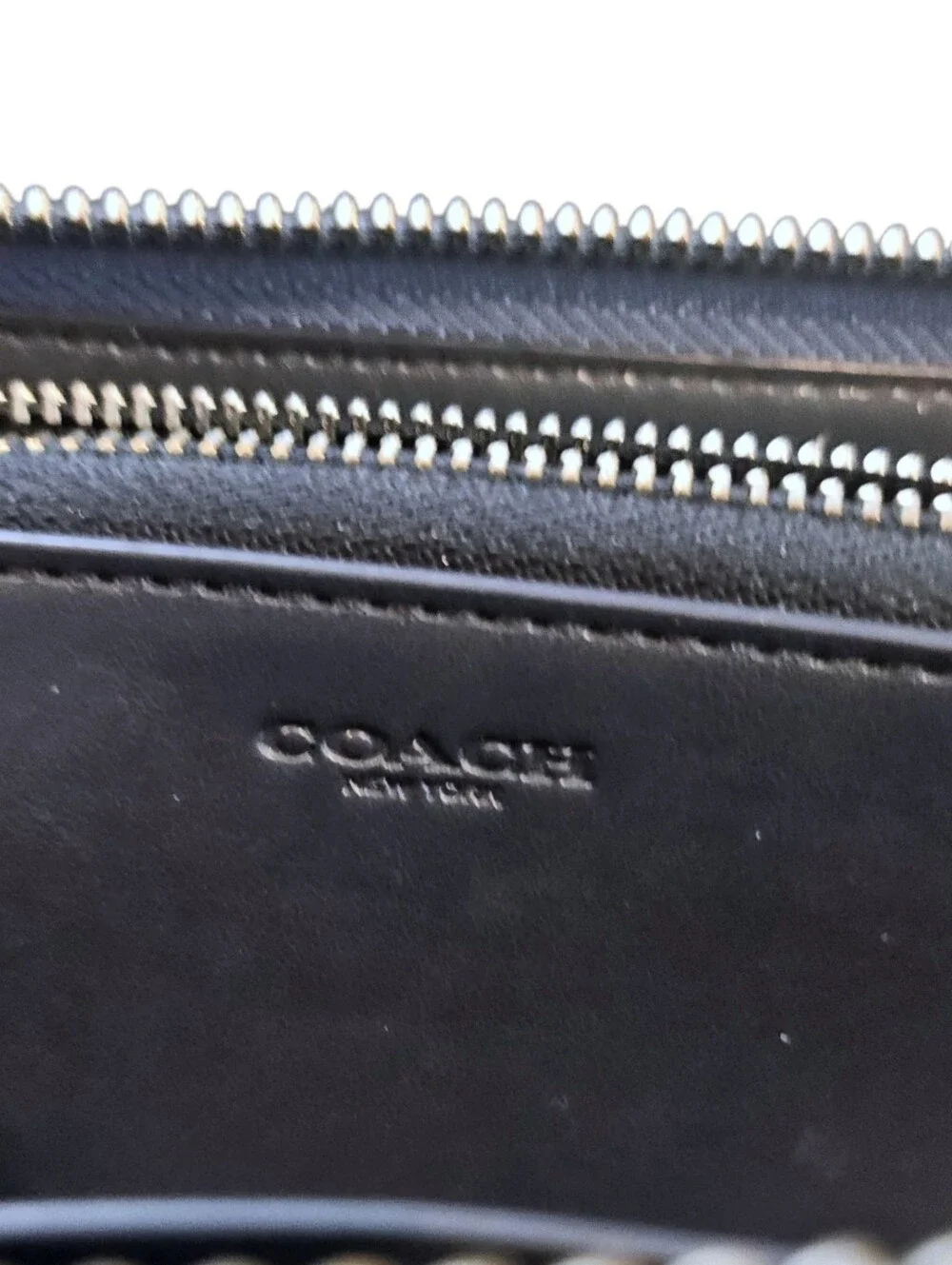 Coach Pale Blue Pebbled Accordion Leather Zip Wallet